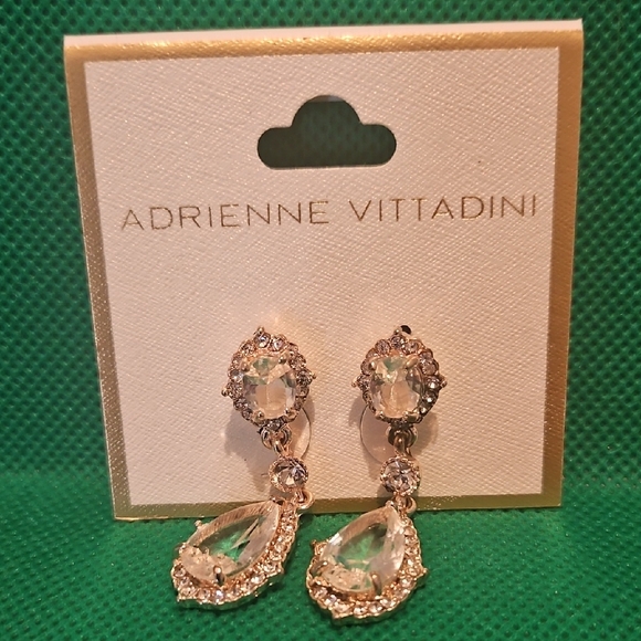 Adrienne Vittadini Silver Crystal Dangle Earrings - Picture 1 of 3